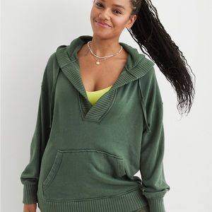 Aerie green Henley sweatshirt